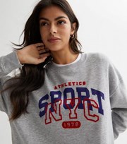 New Look Pale Grey NYC Sport Logo Sweatshirt
